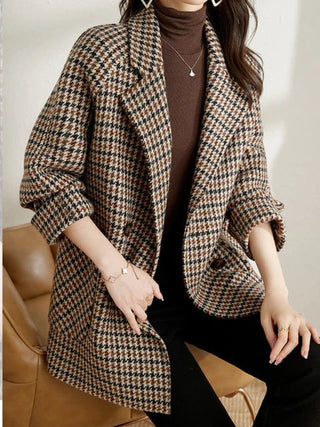 Blazer Damen Oversized mit Hahnentrittmuster