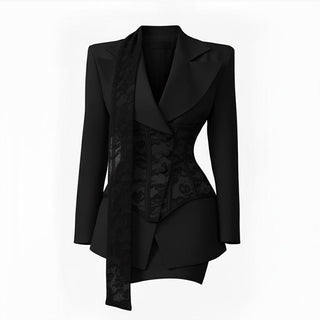 Blazerkleid Damen Asymmetrisch Elegant-Cecile Lavelle-Schwarz-S-Cecile Lavelle