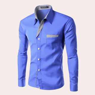 Herren Business Hemd Mit Kentkragen-Fashion Men Shirt Dress All-year-Cecile Lavelle-Blau-M-Cecile Lavelle