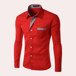 Herren Business Hemd Mit Kentkragen-Fashion Men Shirt Dress All-year-Cecile Lavelle-Rot-M-Cecile Lavelle