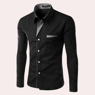 Herren Business Hemd Mit Kentkragen-Fashion Men Shirt Dress All-year-Cecile Lavelle-Schwarz-M-Cecile Lavelle