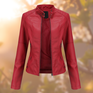 Jacke Damen in Lederoptik Mit Stehkragen in Rot