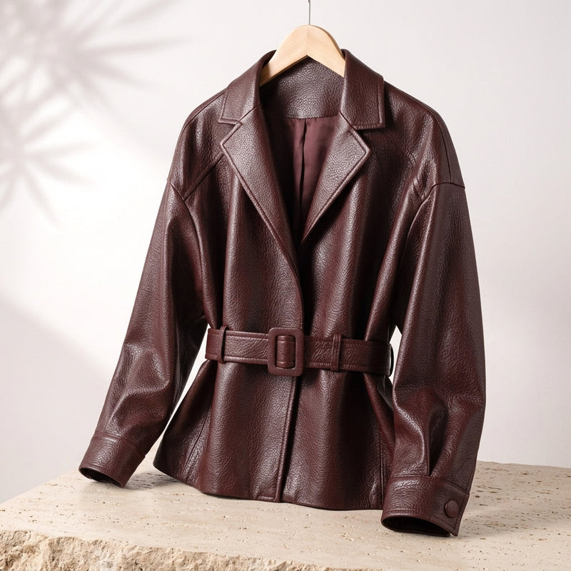 Fitted Faux Leather Jacket for Women