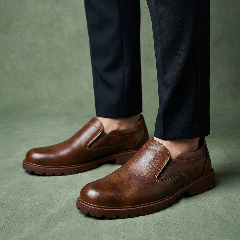 Classic Men's Loafers with Elastic Inserts