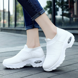 Slip-On Sneaker Damen Atmungsaktiv in Weiß