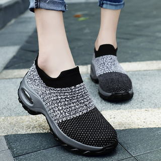 Slip-On Sneaker Damen Atmungsaktiv in Grau