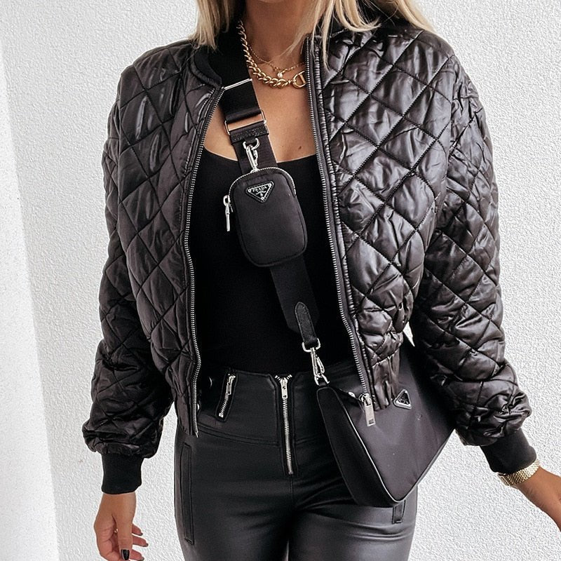 Quilted Bomber Jacket Short Modern