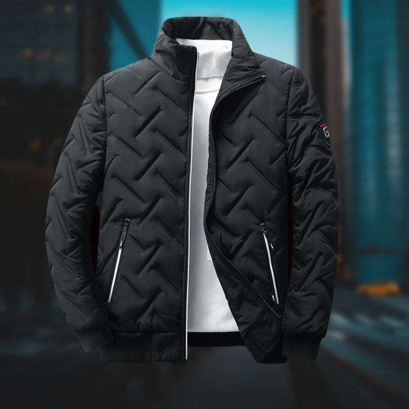 Men's Quilted Jacket with Stand-Up Collar