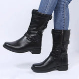 Bikerboots med spännen för dam