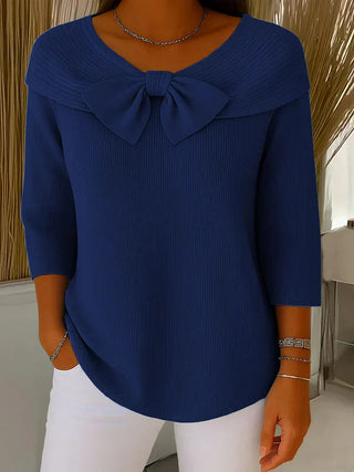 Strickpullover Damen mit Schleife in Dunkelblau