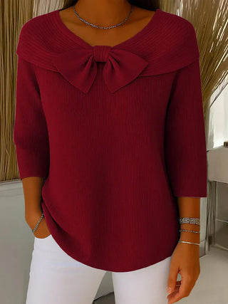 Strickpullover Damen mit Schleife in Rot