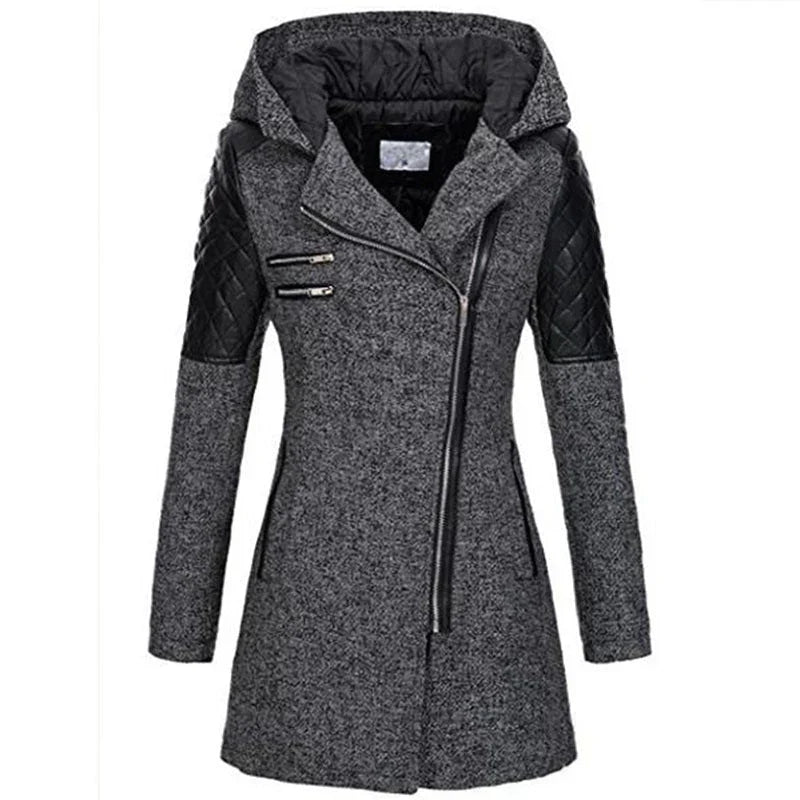 Long women’s winter coat with hood