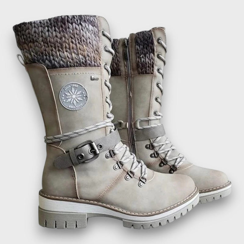 Women’s winter boots with a knitted collar