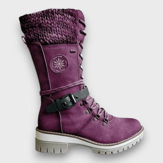 Winterstiefel Damen mit Strickkragen in Violett