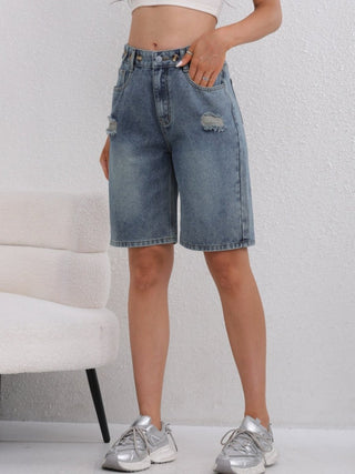 Bermuda Jeans Shorts Damen High Waist - Cecile LavelleHellblau