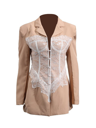 Blazer mit Korsett - Optik Spitze Elegant - Cecile LavelleSchwarz