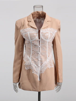 Blazer mit Korsett - Optik Spitze Elegant - Cecile LavelleSchwarz