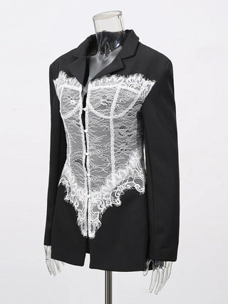 Blazer mit Korsett - Optik Spitze Elegant - Cecile LavelleSchwarz