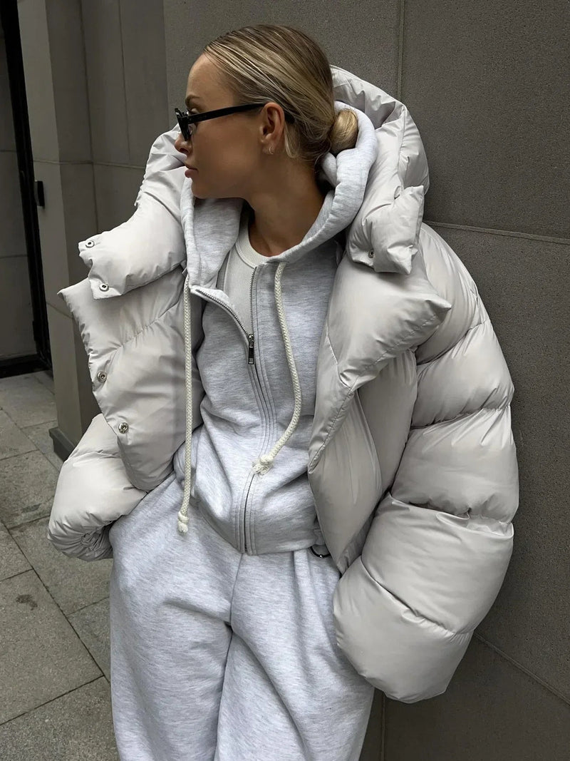 Oversized Hooded Puffer Jacket for Women