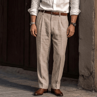 Bundfaltenhose Herren Regular Fit elegant - Cecile LavelleBeige