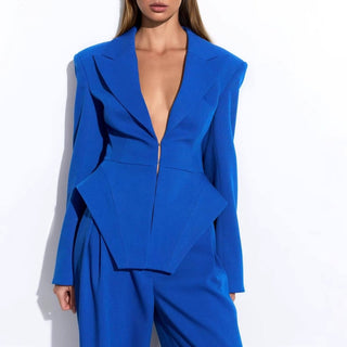 Business Blazer Damen Tailliert mit Gürtel - Cecile LavelleBlau