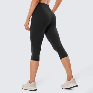Capri-Leggings Damen mit Hohem Bund und Seitentasche - Cecile LavelleSchwarz