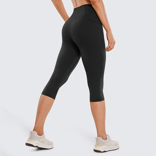 Capri-Leggings Damen mit Hohem Bund und Seitentasche - Cecile LavelleSchwarz