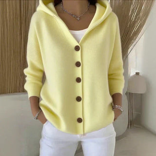 Cardigan Damen Mit Kapuze in Gelb