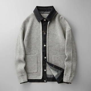 Cardigan Herren Mit Kragen in Grau