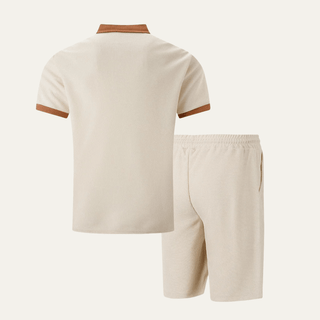 Casual Smart Zweiteiler Mit Polohemd Und Shorts - Cecile LavelleKhaki