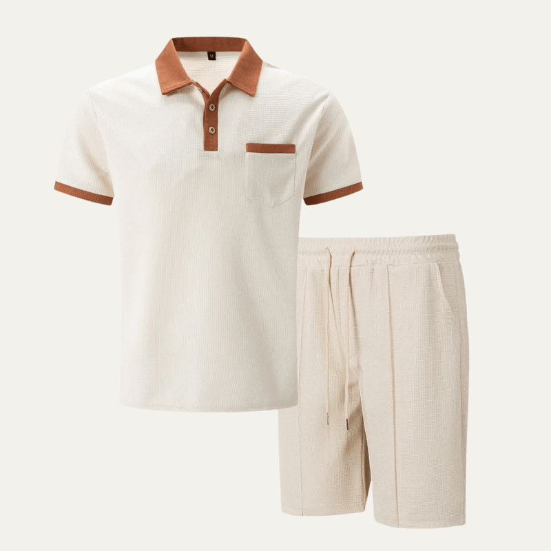 Casual smart two-piece with polo shirt and shorts