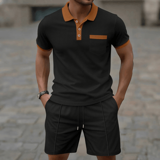 Casual Smart Zweiteiler Mit Polohemd Und Shorts - Cecile LavelleSchwarz
