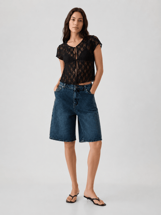 Damen Denim Bermuda Shorts mit weitem Bein - Cecile LavelleBlau