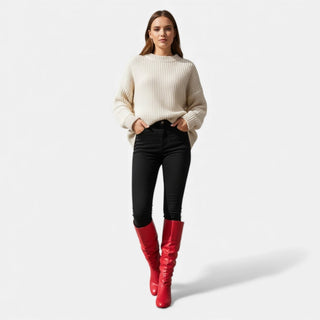 Damen Kniehohe Stiefel mit Absatz Elegant - Cecile LavelleWeiß