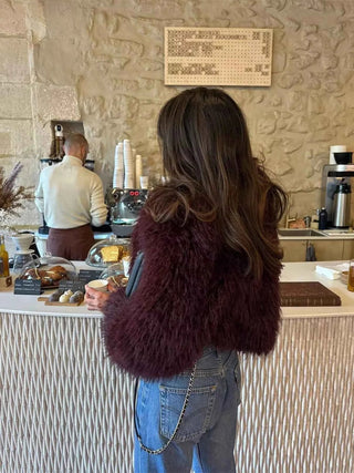 Damen Kunstpelzjacke - Cecile LavelleDunkelrot