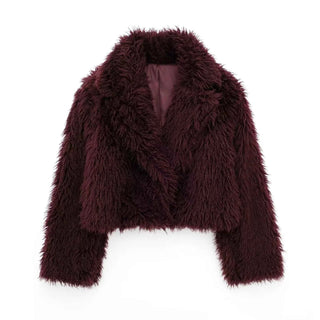 Damen Kunstpelzjacke - Cecile LavelleDunkelrot