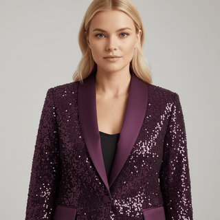 Damen Pailletten Blazer Elegant und Tailliert - Cecile LavelleLila
