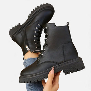 Damen Schnürstiefeletten mit Profilsohle Modern - Cecile LavelleSchwarz