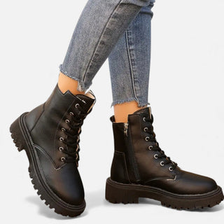Damen Schnürstiefeletten mit Profilsohle Modern - Cecile LavelleSchwarz