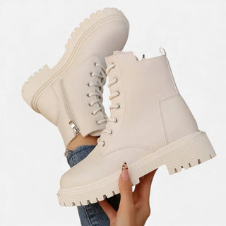 Damen Schnürstiefeletten mit Profilsohle Modern - Cecile LavelleWeiß