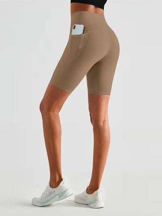 Damen Sport - Leggings Shorts mit Tasche - Cecile LavelleBeige