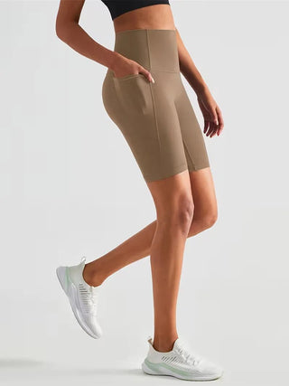 Damen Sport - Leggings Shorts mit Tasche - Cecile LavelleBeige