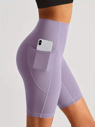 Damen Sport - Leggings Shorts mit Tasche - Cecile LavelleLila