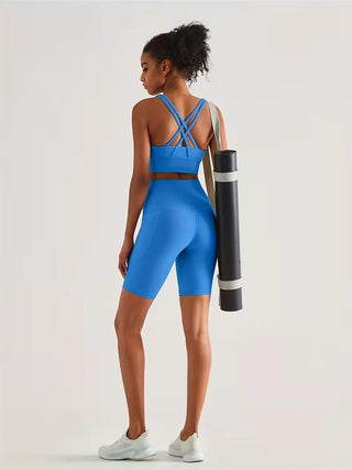Damen Sport - Leggings Shorts mit Tasche - Cecile LavelleKönigsblau