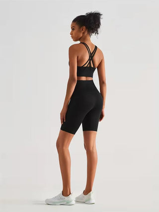 Damen Sport - Leggings Shorts mit Tasche - Cecile LavelleSchwarz