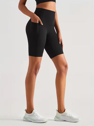 Damen Sport - Leggings Shorts mit Tasche - Cecile LavelleSchwarz