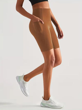 Damen Sport - Leggings Shorts mit Tasche - Cecile LavelleBraun
