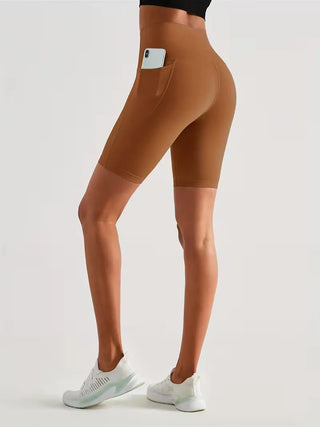 Damen Sport - Leggings Shorts mit Tasche - Cecile LavelleBraun