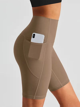 Damen Sport - Leggings Shorts mit Tasche - Cecile LavelleBeige