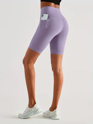 Damen Sport - Leggings Shorts mit Tasche - Cecile LavelleLila